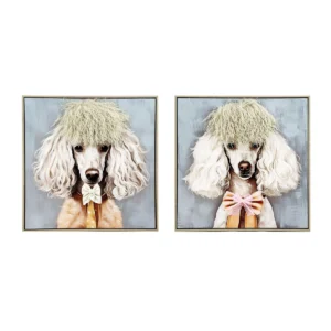POODLE FRAMED WALL ART WITHFAUX HAIR