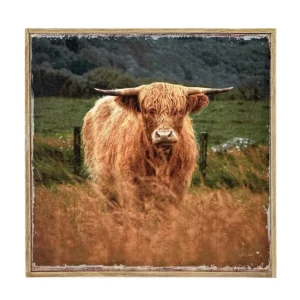 WOOD HIGHLAND COW WALL ART