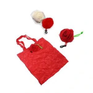 Folded Shopping Bags In Red/Beige Rose Includes Display Box