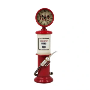 RED GAS PUMP TABLE CLOCK
