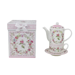 Porcelain Pink Floral Tea Cup With Gift Box