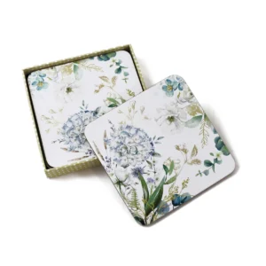 White And Blue Flowers Coasters