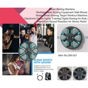 Musical Boxing Machine- Wall Mounted- Focus Agility Training For Kids And Adults! Hand/Eye/Speed Reaction Great For Stress Relief! Blend Sports With Leisure!