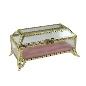 Gold Jewellery Box With Pink Liner