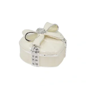Pink Heart Jewellery Box With Bow And Crystals