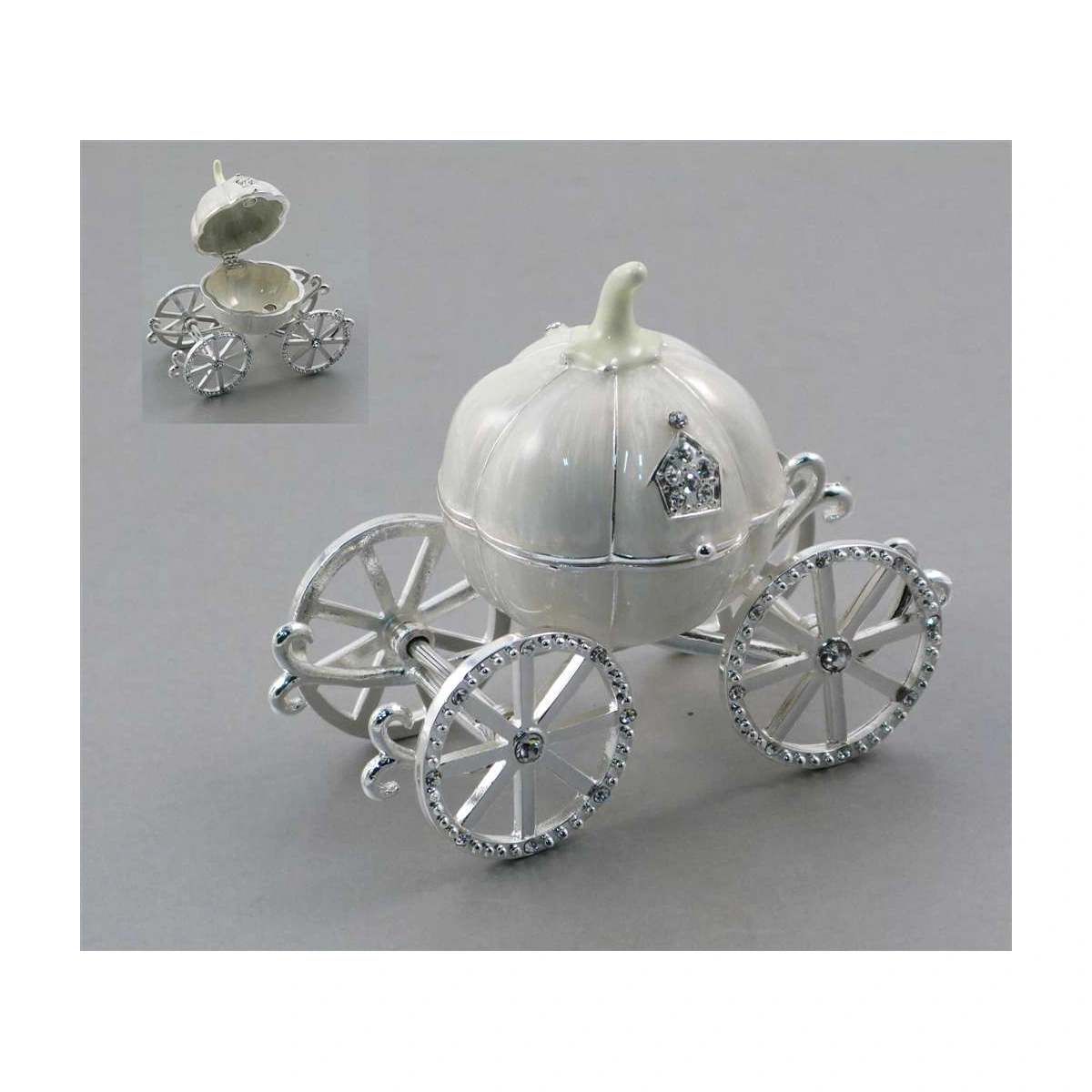 Pumpkin Carriage Jewellery Box W/Crystals