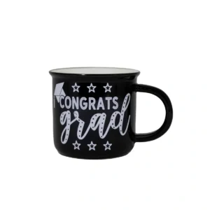 14 Oz Ceramic Black Mug- Congrats Grad
