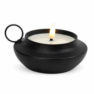 BLACK LED METAL CONCAVE CANDLE