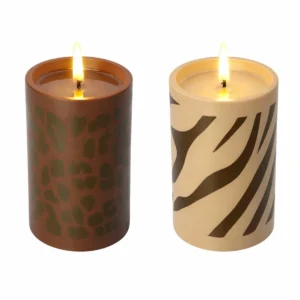 LED ZEBRA/LEOPARD-PRINT CANDLE- REQUIRES 2xAA BATTERIES
