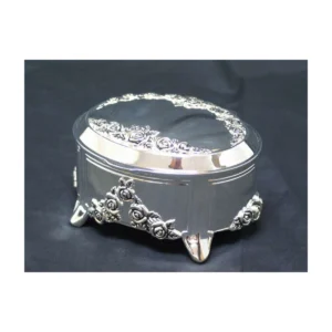 Silver Oval Musical Jewellery Box Plays My Heart Will Go On