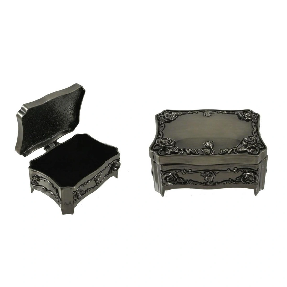 Rectangle Dark Nickel Jewelery Box-Rose